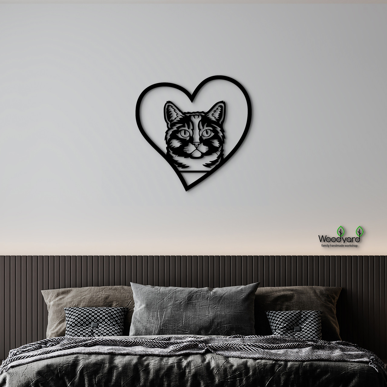 Панно Heart Манчкін 20x20 см - Картини та лофт декор з дерева на стіну.