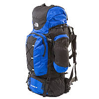 Рюкзак туристический 80 литров North Face Extreme с чехлом от дождя синий