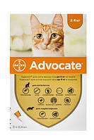 Капли на холку для кошек Bayer «Advocate» Адвокат до 4 кг 1 пипетка от внешних и внутренних паразитов