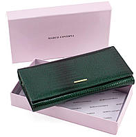Зеленый лаковый кожаный кошелек на магнитах Marco Coverna MC-403-1010