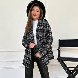 Жіночий твідовий жакет в клітинку - піджак на підкладці