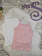 Набор из двух детских маек для девочки Kiabi белая и цвета пудра Размер 128