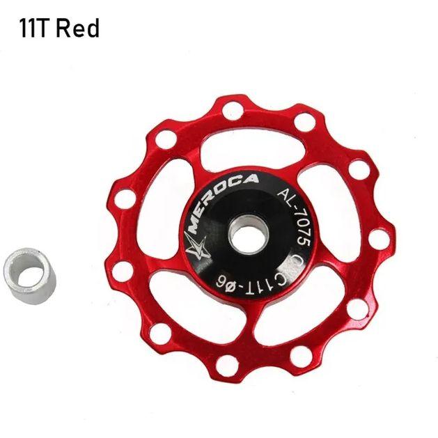 Ролики для задніх перемикачів Sram та Shimano на промпідшипниках Meroca 11Т червоні
