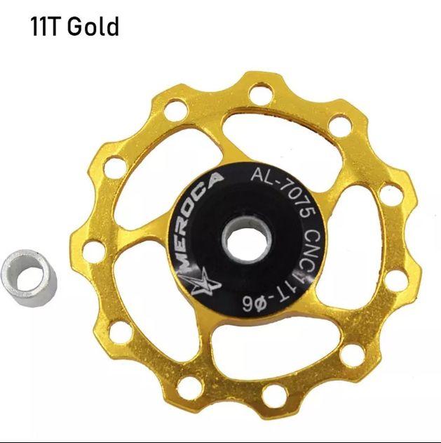 Ролики для задніх перемикачів Sram та Shimano на промпідшипниках Meroca 11Т жовті