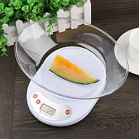 Кухонні ваги з пластиковою чашею Rainberg RB02, ваги електронні для кухні, кухонні ваги з обнуленням тари Білі