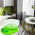 Электронные портативные настольные весы Rainberg RB01 на 7 кг, весы кухонные пластиковые с чашей Зеленые
