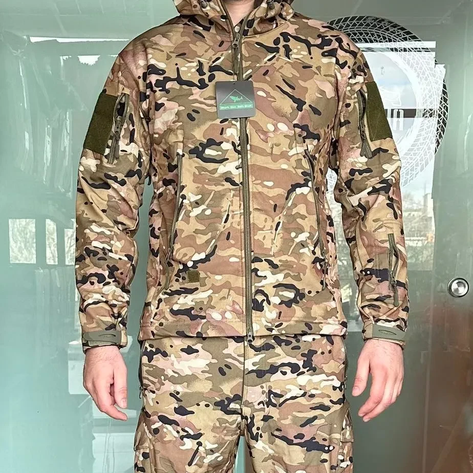 Тактично військовий комплект костюм Sofshell стійкість проти вітру та води на флісі мультикам форма мультикам - фото 1 - id-p1786414964