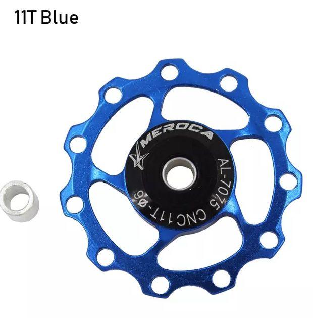 Ролики для задніх перемикачів Sram та Shimano на промпідшипниках Meroca 11Т сині