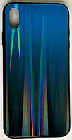 Силиконовый чехол "Стеклянный Shine Gradient" iPhone XS Max (Deep blue) # 10