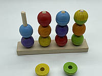 Сортер веселі намистинки для дітей різнокольоровий 22х14 см іграшка з екологічного матеріалу