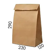 Паперовий пакет крафт без ручок для пакування 230 × 120 × 290 мм