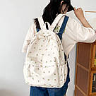 Шкільний рюкзак із квітами для дівчинки стильний гарний зручний місткий бежевого кольору, фото 7