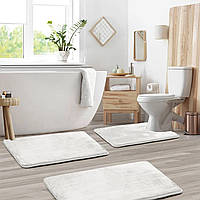 Набор ковриков для ванной и туалета YourFind Smooth с эффектом памяти, антискользящий 3 шт Белый