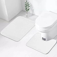 Набор ковриков для ванной и туалета YourFind Smooth с эффектом памяти, антискользящий 2 шт 60х40 и 50х40 Белый