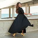 Жіноча чорна довга сукня із запахом з мереживом великі розміри, фото 3