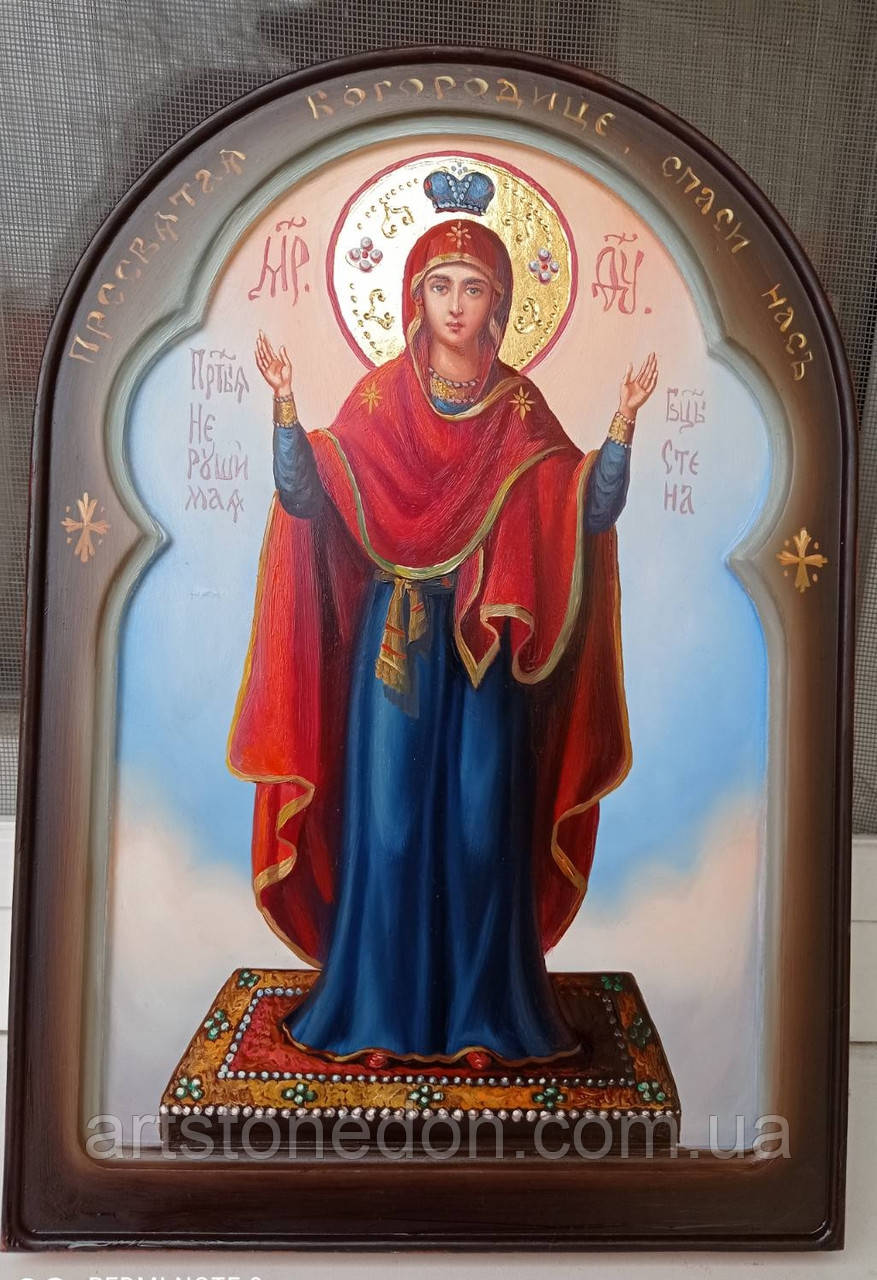 Ікона писана на дошці Божа Мати Нерушима стіна