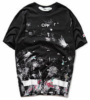 Футболка чёрная Off White Art Chaos мужская женская унисекс летняя офф вайт