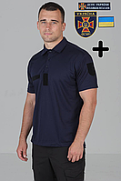 Мужская потоотводящая футболка поло Coolpass синяя для сотрудников ДСНС