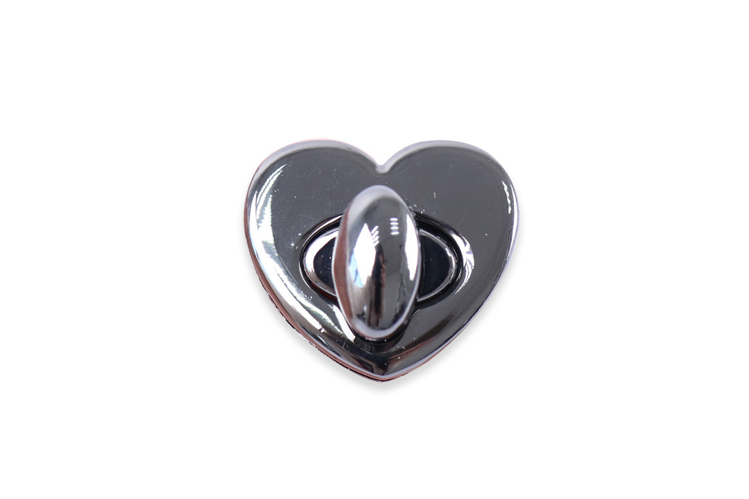 Замок сумковий поворотний Серце 30*26мм, темний нікель (61055), фото 1