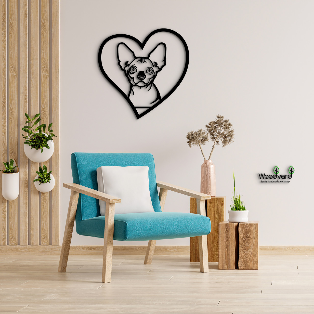 Панно Heart Бамбіно 20x20 см - Картини та лофт декор з дерева на стіну.