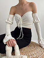 Женская кофта с открытыми плечами и завязкой на груди (р. 42-44) 77KF3166
