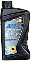 Масло трансмиссионное полусинтетика ALPINE Gear Oil 75W-90 TS GL-5 1л