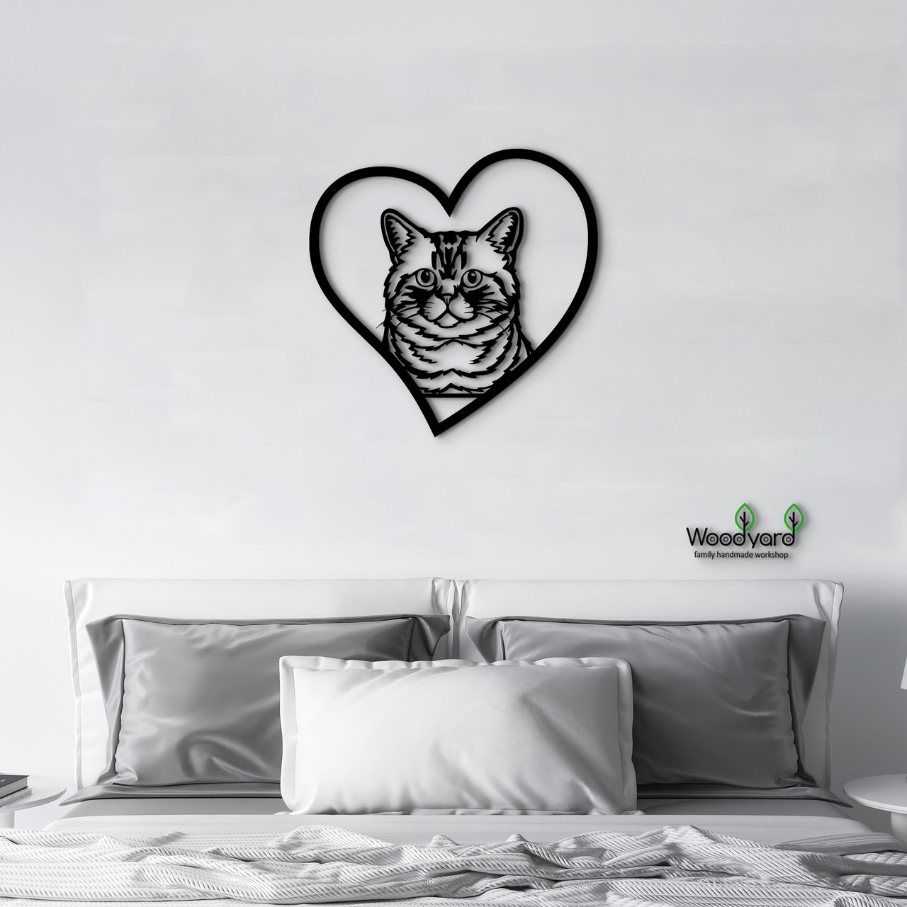 Панно Heart Бразильська короткошерста кішка 20x20 см - Картини та лофт декор з дерева на стіну.