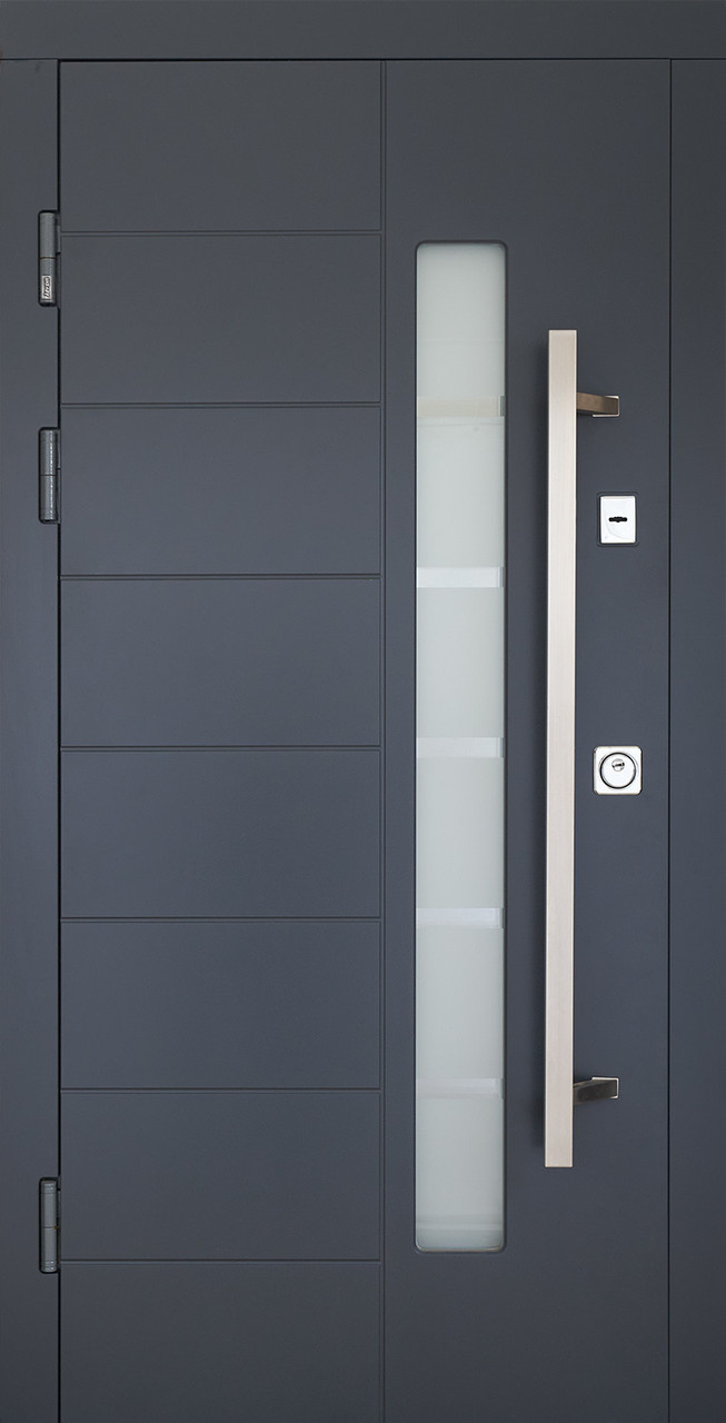 [Складська програма] Вхідні двері зі склом модель Leberty Glass (Кольор RAL 7016+біла) комплектація