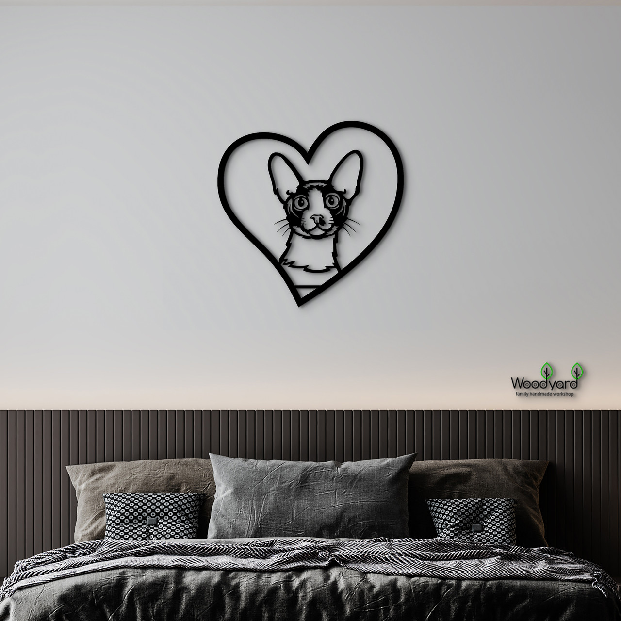 Панно Heart Корніш-рекс 20x20 см - Картини та лофт декор з дерева на стіну.
