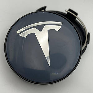 Ковпачок на литі диски з логотипом Tesla 63 мм 58 мм сірі
