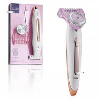 Електробритва жіноча для сухого гоління водонепроникна DSP IPX5 White/Pink (70136)