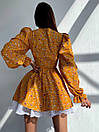 Квіткове плаття з пишною спідницею і шнурівкою на талії та широкими рукавами (р. S, М) 66035137Е, фото 4