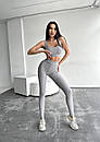 Жіночий однотонний костюм для фітнесу лосини та топ без рукавів (р. 42, 44) 9052011, фото 10