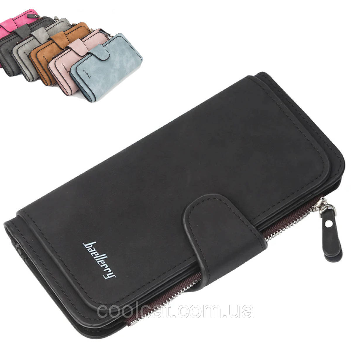 Стильний замшевий гаманець клатч (19 х 10,5 х 2 см) Baellerry Forever Чорний / Жіночий гаманець із еко замші
