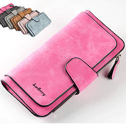 Стильний замшевий гаманець клатч (19 х 10,5 х 2 см) Baellerry Forever Рожевий / Жіночий гаманець із еко замші