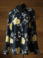 Темно синяя блузка с цветами женская Laura Ashley, размер XL