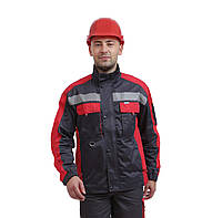 Куртка рабочая ГРАНД, гарда (65%п/э+35%х/б), темно-серый/красный