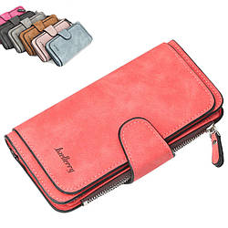 Стильний замшевий гаманець клатч (19 х 10,5 х 2 см) Baellerry Forever Кораловий / Жіночий гаманець із еко замші