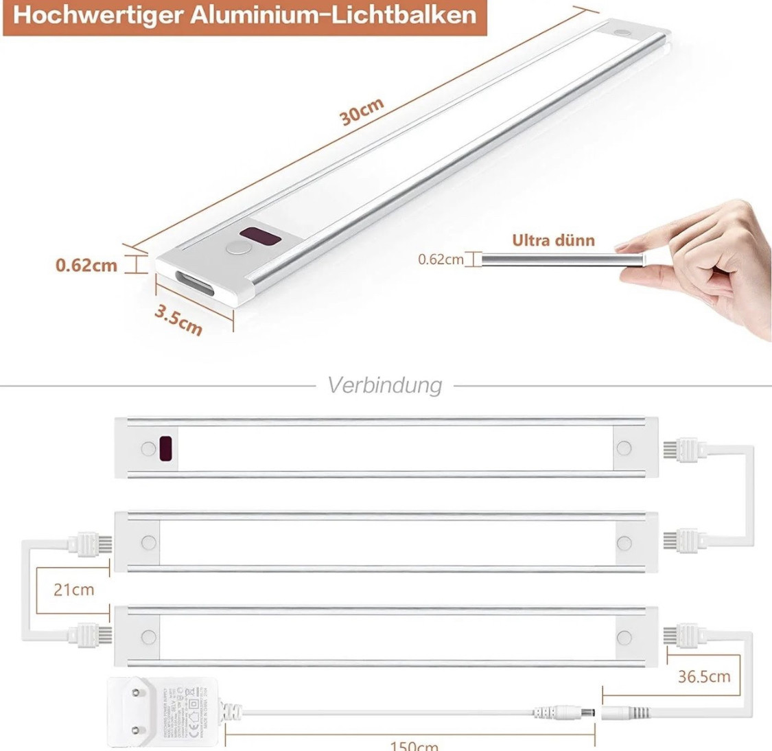 Wobsion Lighting Kitchen LED 30 см x 3 шт. Нейтрально-белого цвета 6000 K. - фото 1 - id-p1786595381