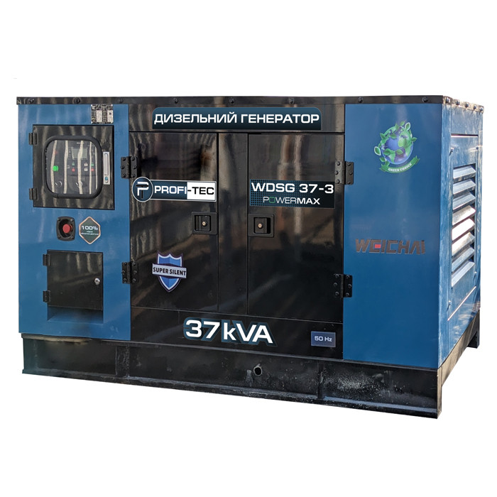 Генератор дизельний 30кВт PROFI-TEC WDSG37-3 Power MAX Медапаратура