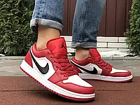 Мужские кроссовки Nike Air Jordan 1 Low, кожа, красные с белым 42