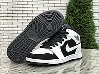 Мужские кроссовки Nike Air Jordan, кожа, белые с черным. 42