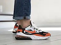 Мужские кроссовки Nike Найк Air Max 270 React, белые с оранжевым. 41