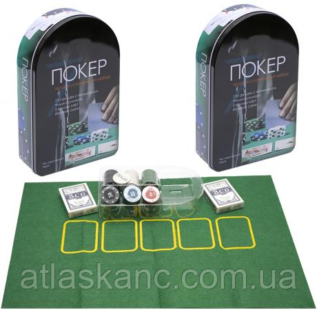 Іграшка Покер Набір у металевому пеналі, 120 фішок 341-004, фото 1