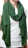 Шарф довгий жіночий модний і стильний з поліестеру легкий бриз колір зелений 174х70 см, фото 2