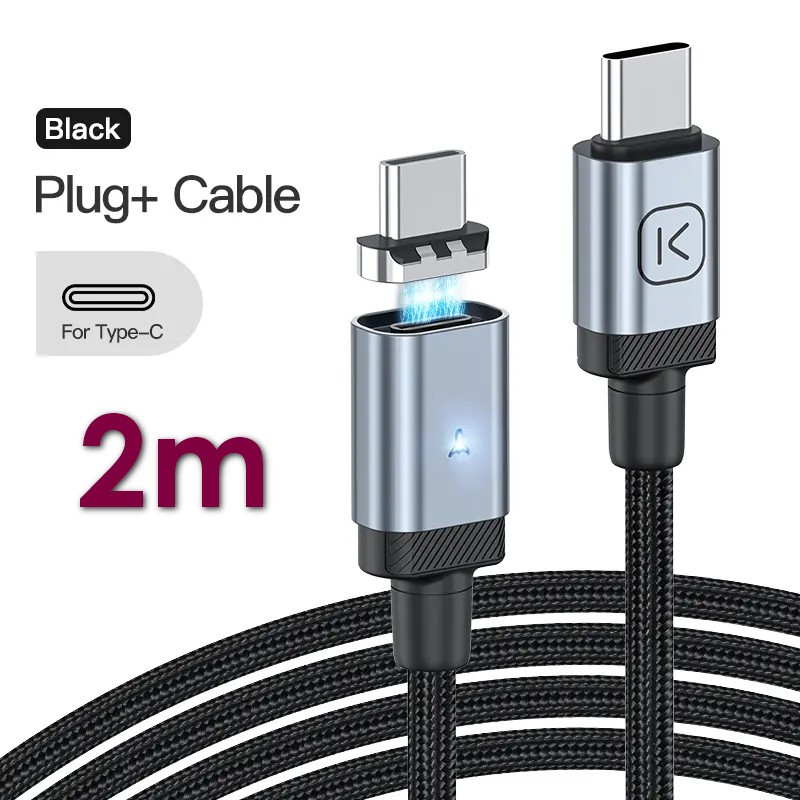 Кабель магнітний 2м Type C to Type-C PD 65W 3А шнур швидкої зарядки та передачі даних, фото 1