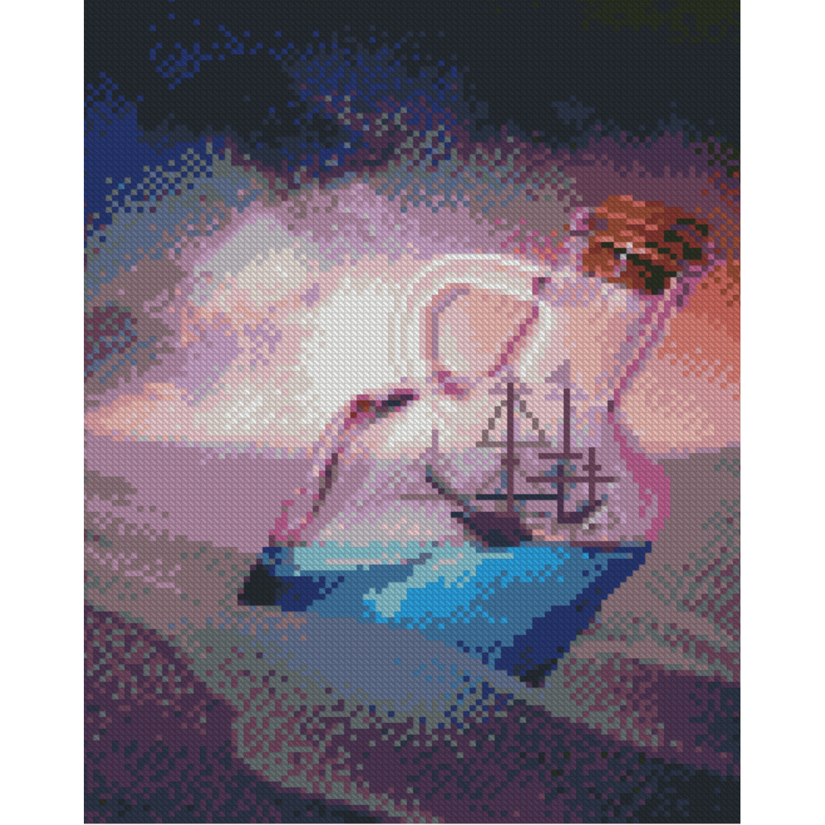 Алмазна мозаїка Strateg ПРЕМІУМ Корабель у пляшці розміром 30х40 см (HX483), фото 1