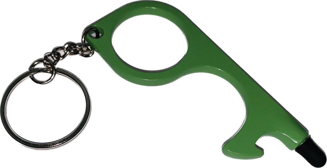 Багатофункціональний безконтактний брелок відкривачка для пляшок і дверей 5 в 1 зелений, фото 1
