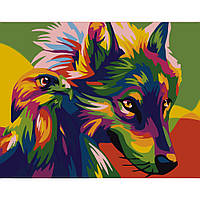 Картина по номерам Strateg Поп-арт волк и орел размером 40х50 см (DY005)