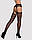 Сітчасті панчохи-стокінги з квітковим малюнком Obsessive Garter stockings S207 XL/XL, чорні, імітаці, фото 3